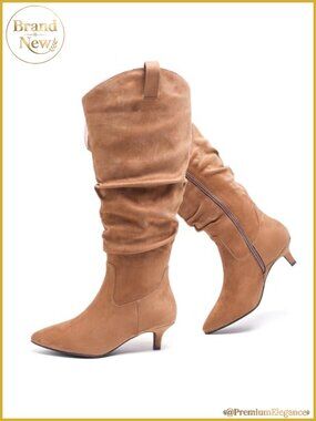 Extra Wide Calf Knee High Boots Faux Leather Memory Foam Wide Width